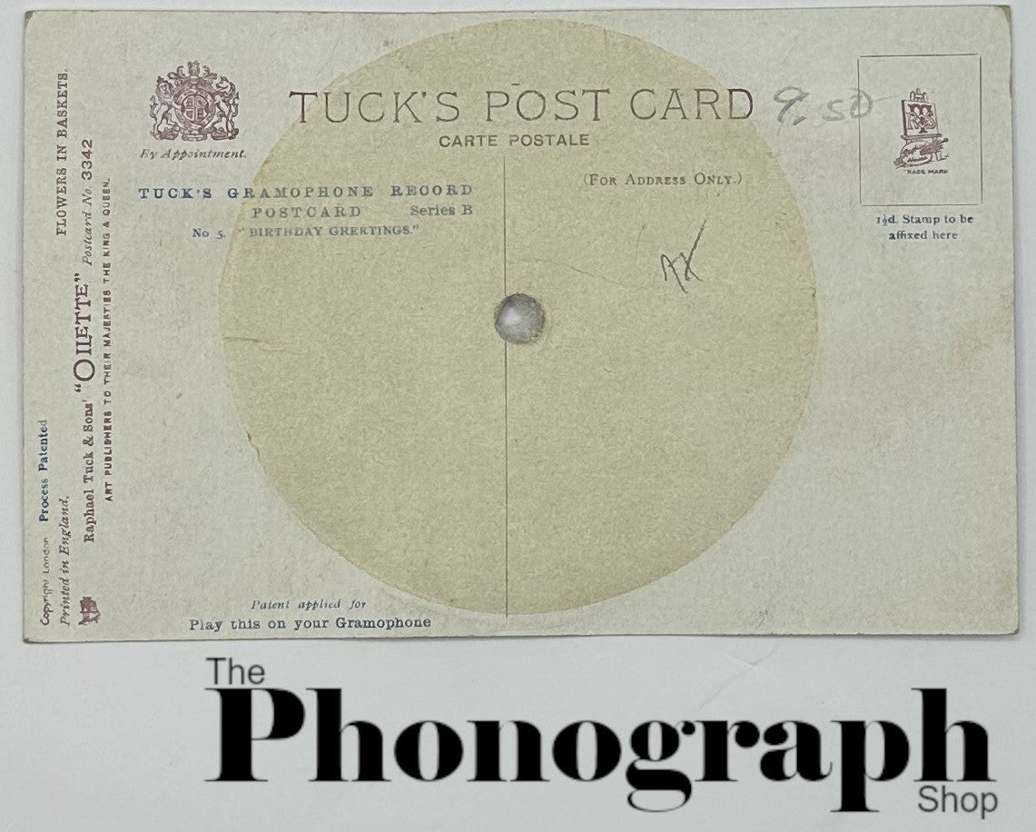 Tuck's Gramophone Record Post Card Birthday Greetings (3342-5-O)