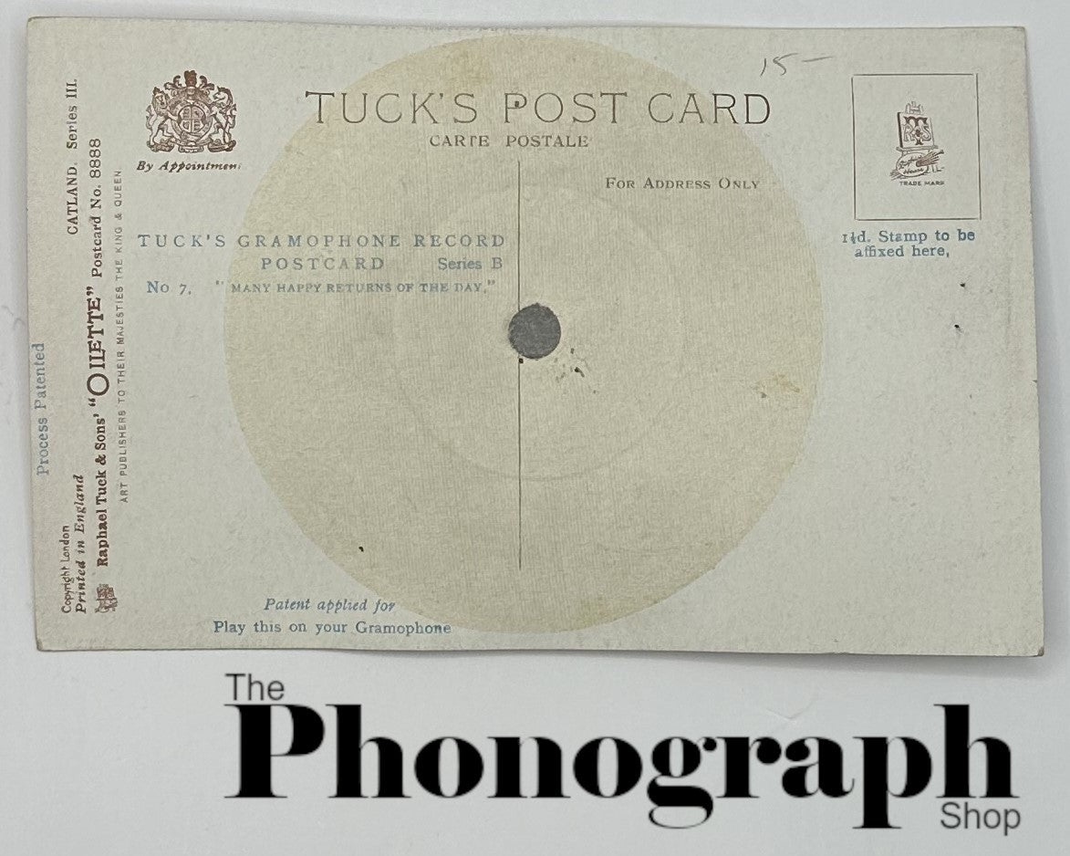 Tuck's Gramophone Record Post Card Many Happy Returns of the Day (8888-7-O)
