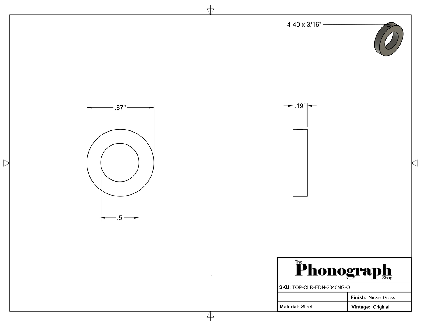 Edison Main Shaft Collar for Home/Triumph Model B (2040NG-O)