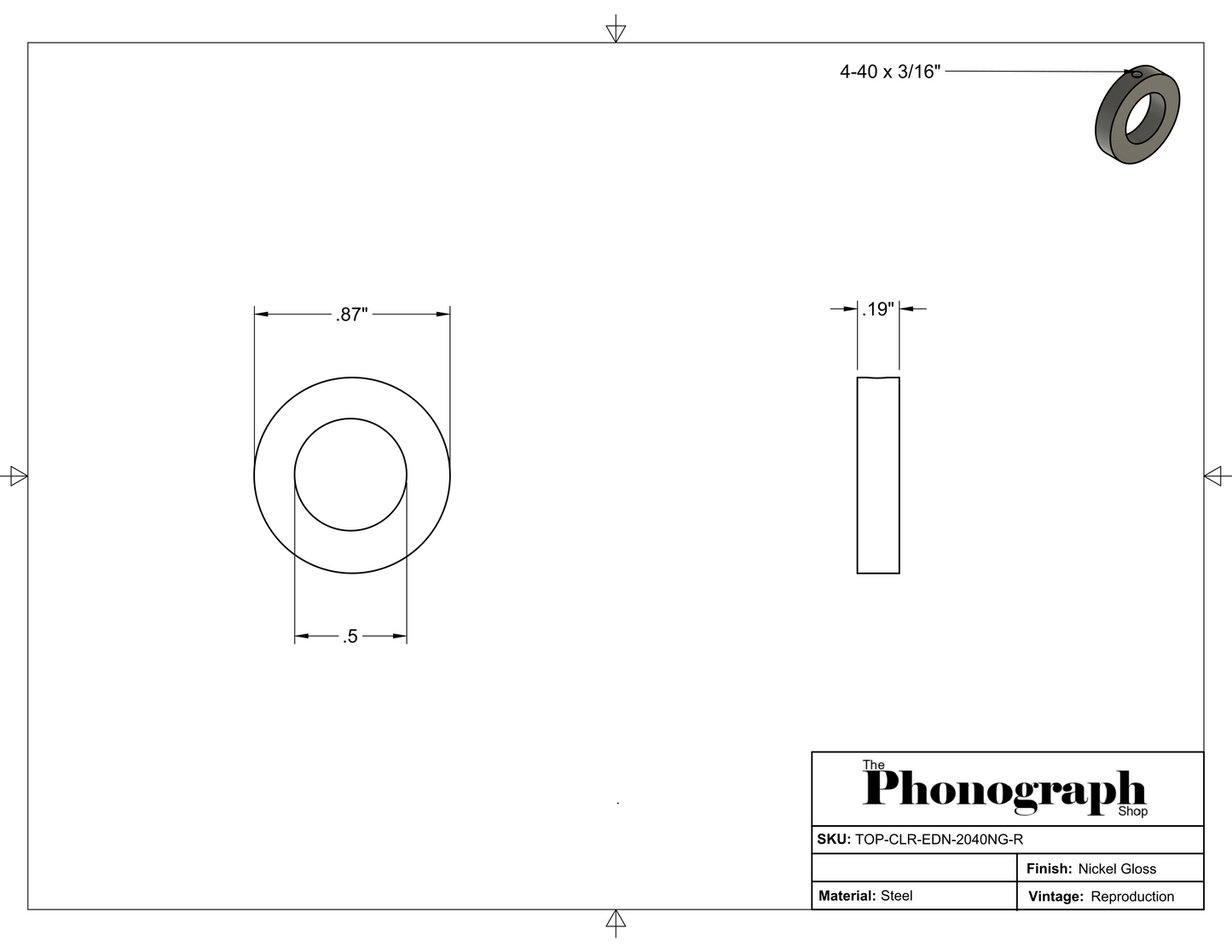 Edison Main Shaft Collar for Home/Triumph Model B (2040NG-R)