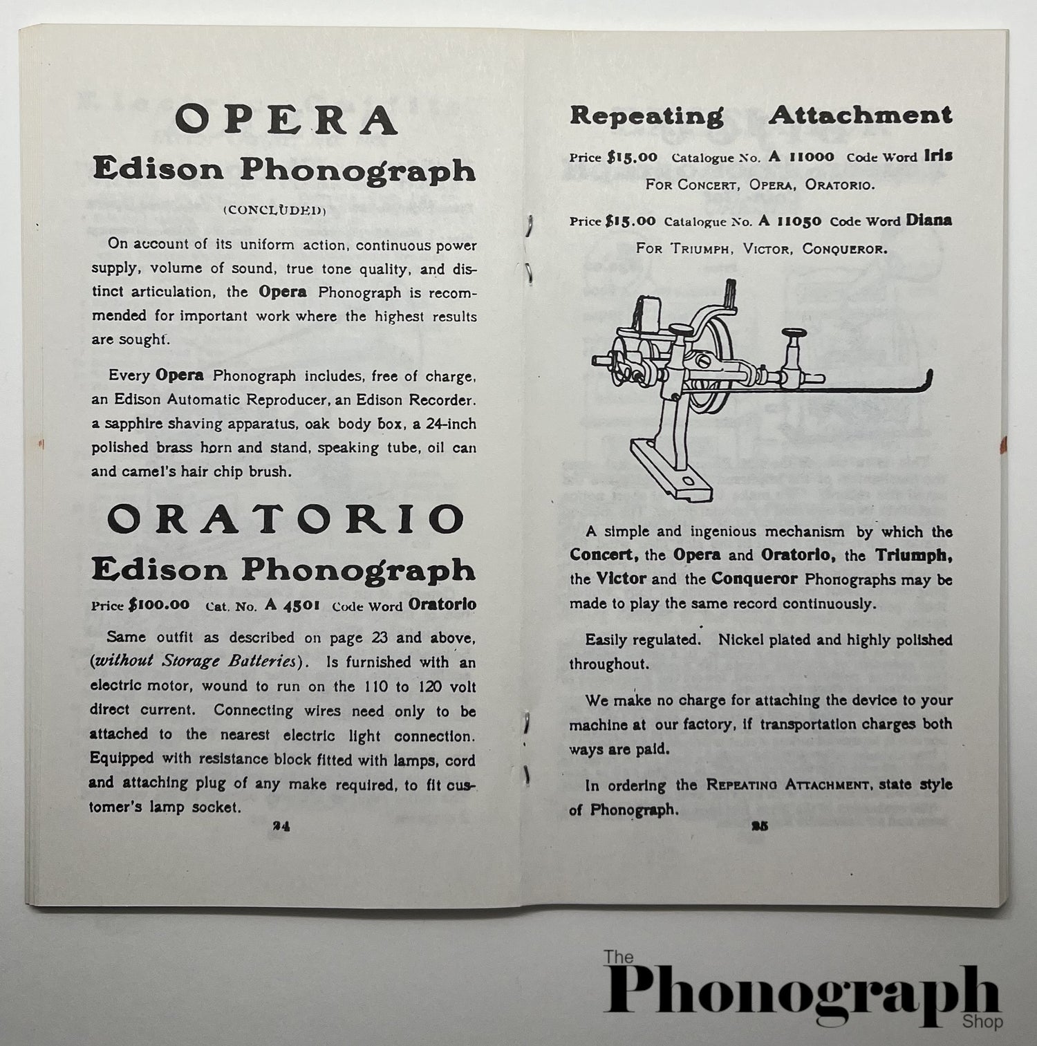 Edison 1901 Catalog (2351901) Reprint The Phonograph Shop