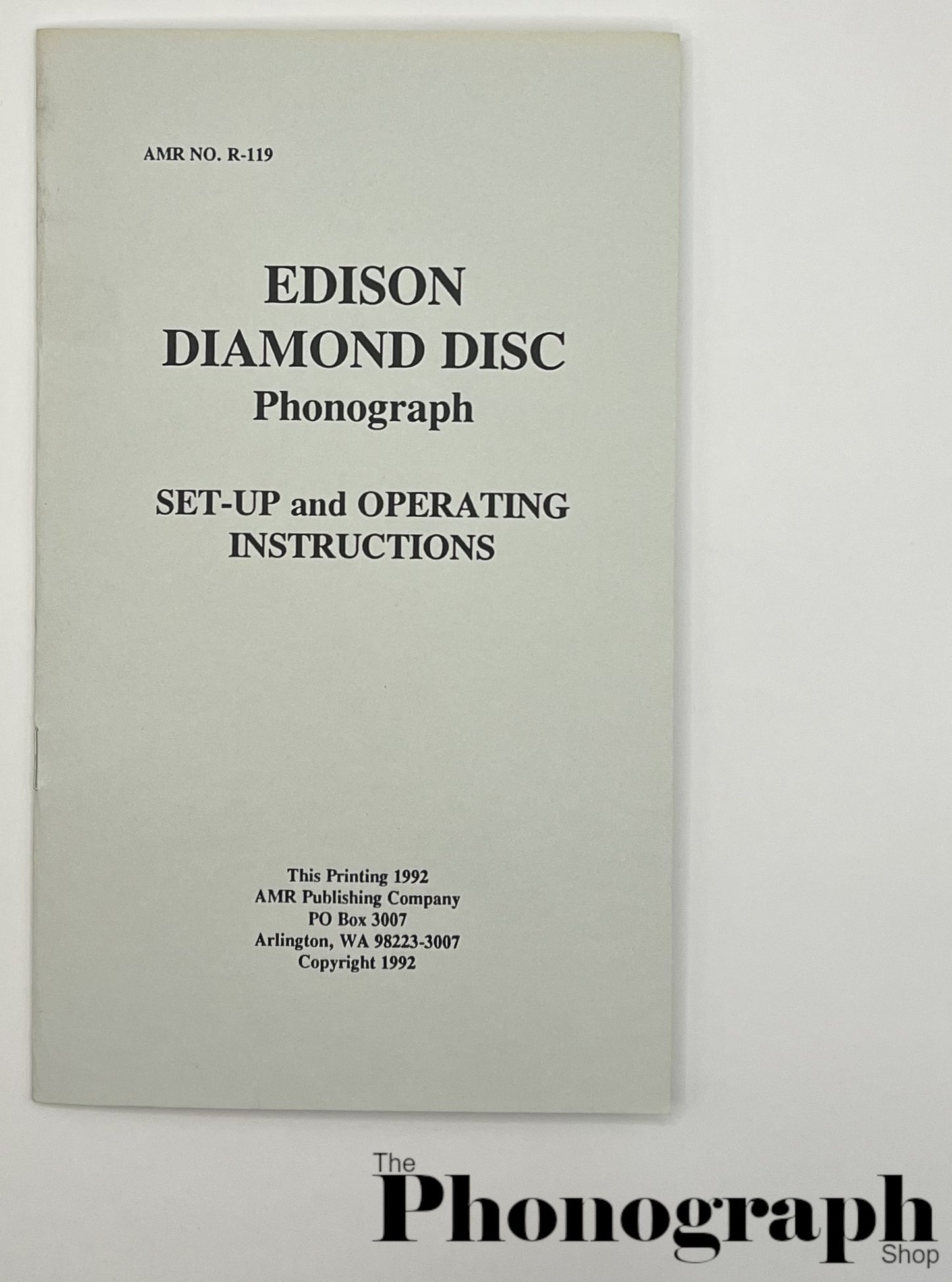 Edison Diamon Disc Instruction Manual from 1920 (15230-132M-2003) - Reprint