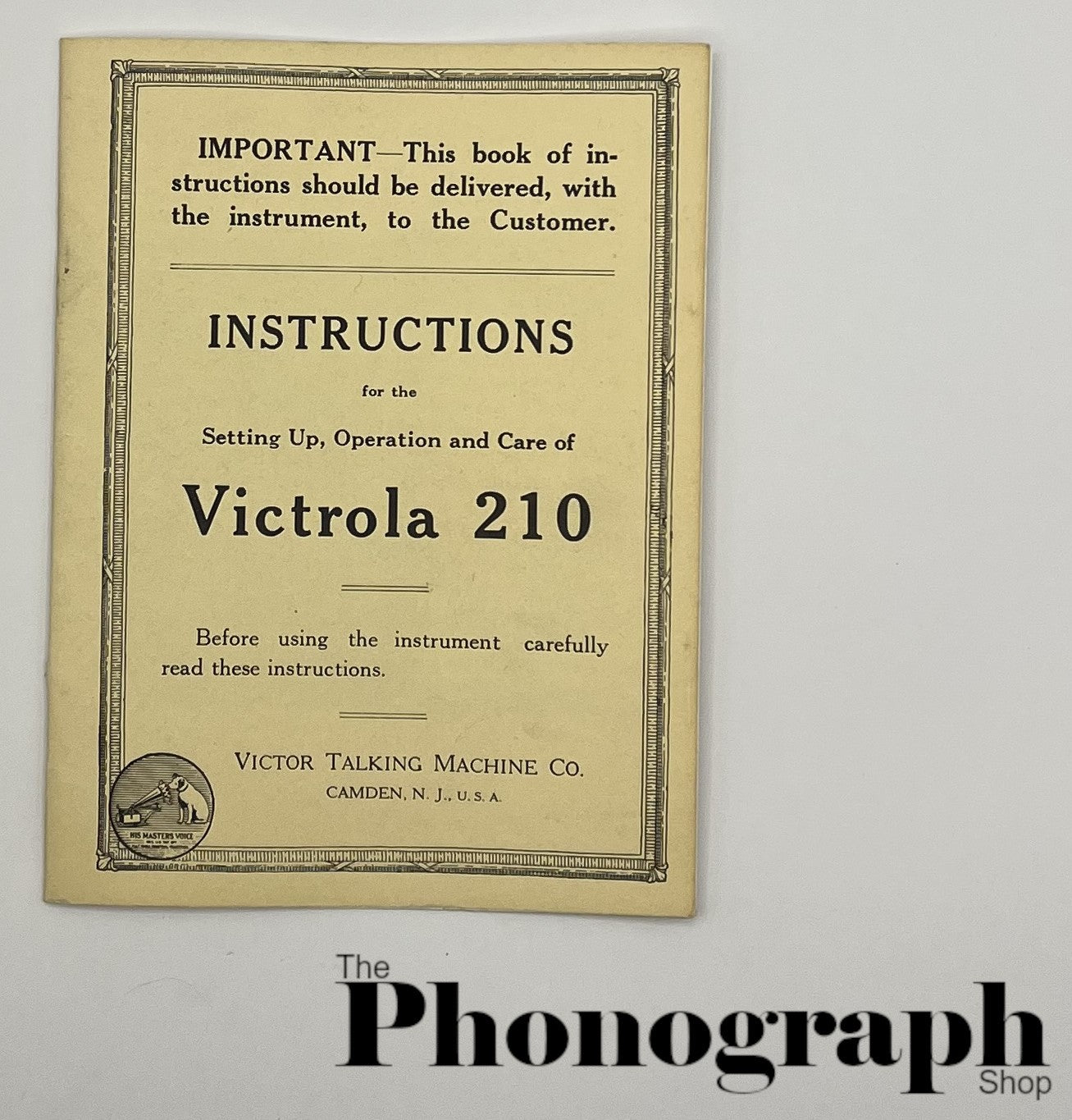 Victor Victrola Instruction Manual from 1923 (8518-230421) - Reprint